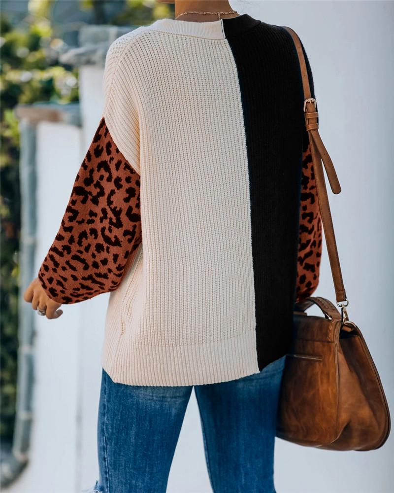 Casual Knitted V Neck Loose Long Sleeve Sweater