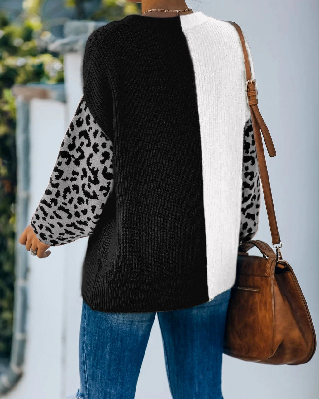 Casual Knitted V Neck Loose Long Sleeve Sweater
