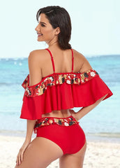 Flouncing Printed Bikini Set