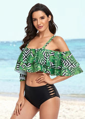 Flouncing Printed Bikini Set