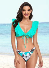 Flouncing Printed Bikini Set