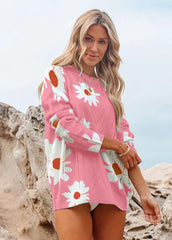 Long Sleeve Round Neck Printed Sweater