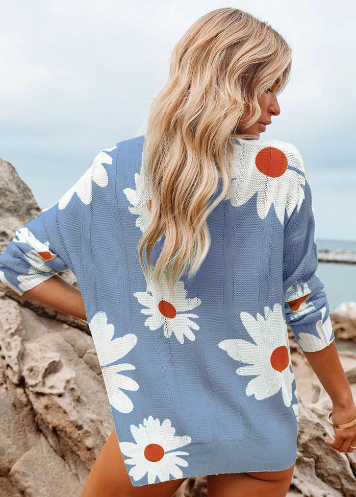 Long Sleeve Round Neck Printed Sweater