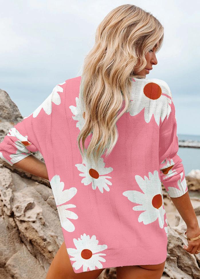 Long Sleeve Round Neck Printed Sweater