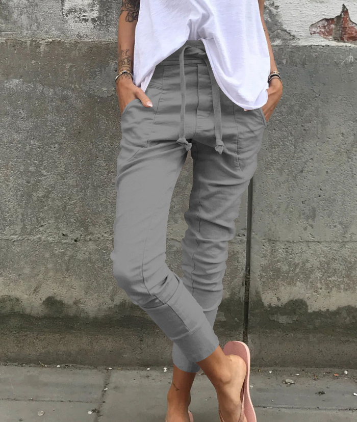 Solid Pockets Drawstring Jogger