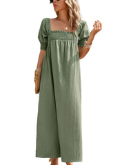 Women's Dresses Elegant Solid Color Square Neck Midi Long Midi Dress