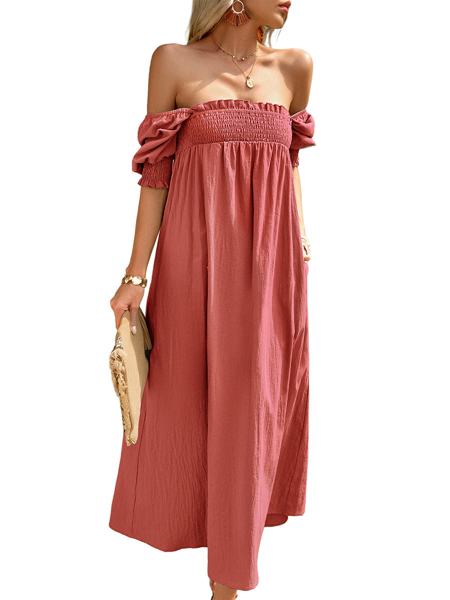 Women's Dresses Elegant Solid Color Square Neck Midi Long Midi Dress