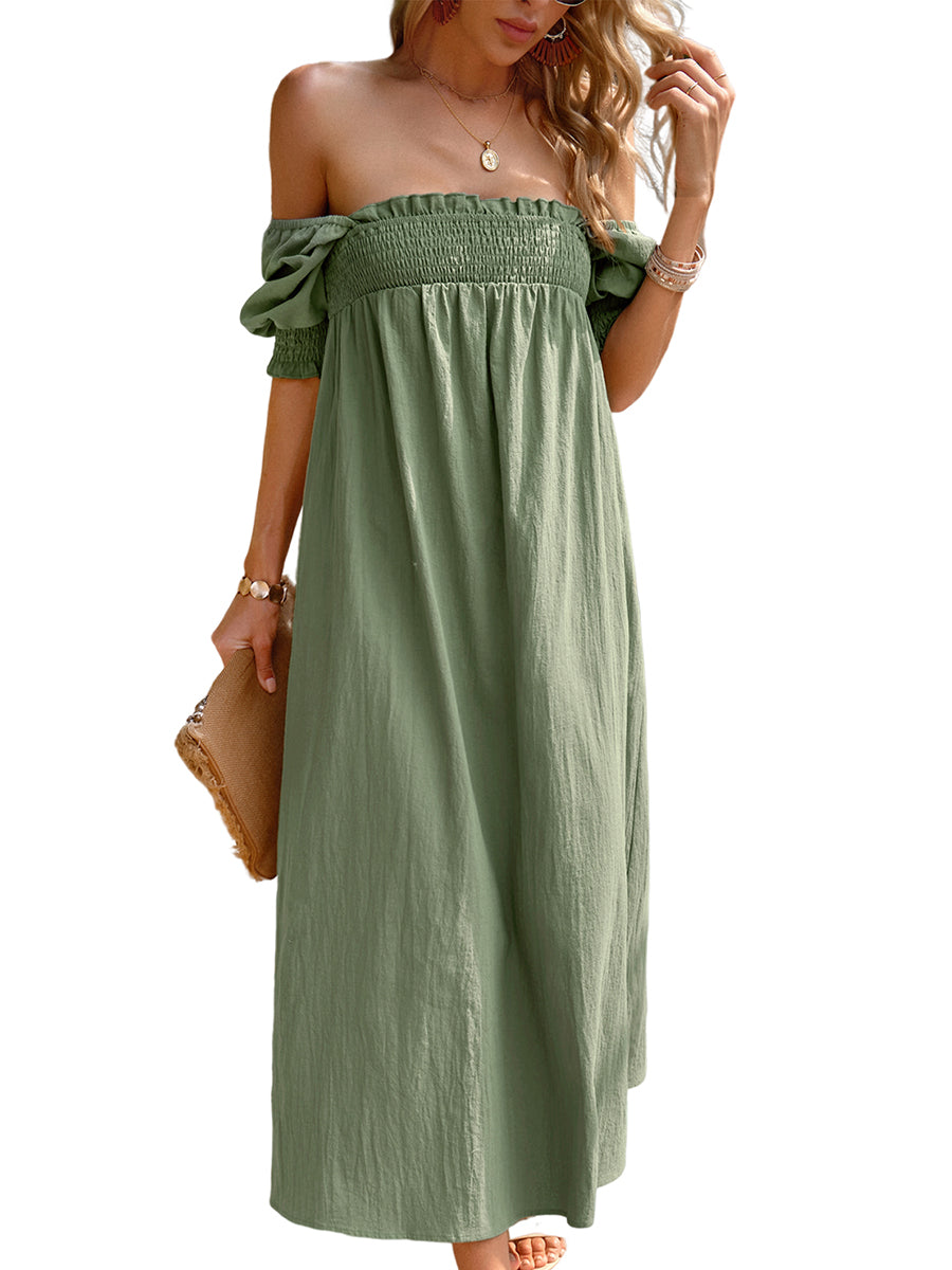 Women's Dresses Elegant Solid Color Square Neck Midi Long Midi Dress