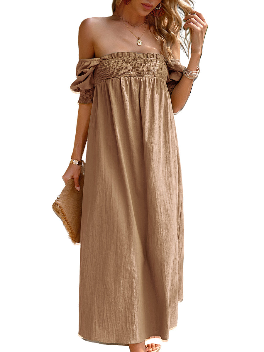Women's Dresses Elegant Solid Color Square Neck Midi Long Midi Dress