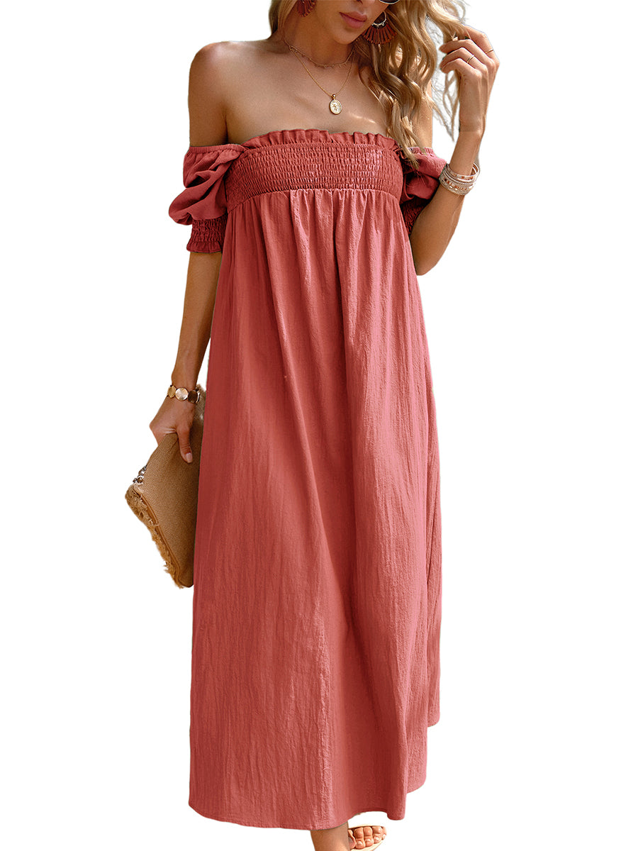 Women's Dresses Elegant Solid Color Square Neck Midi Long Midi Dress
