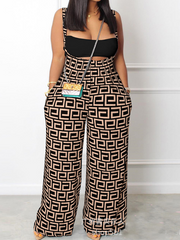Women's Jumpsuits Casual Solid Sling Pocket Wide-Leg Jumpsuit