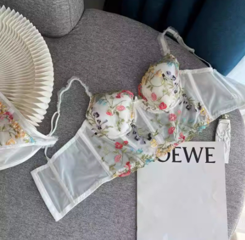 Floral Embroidery Corset Top 2 Pieces Sets