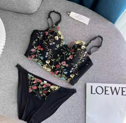 Floral Embroidery Corset Top 2 Pieces Sets
