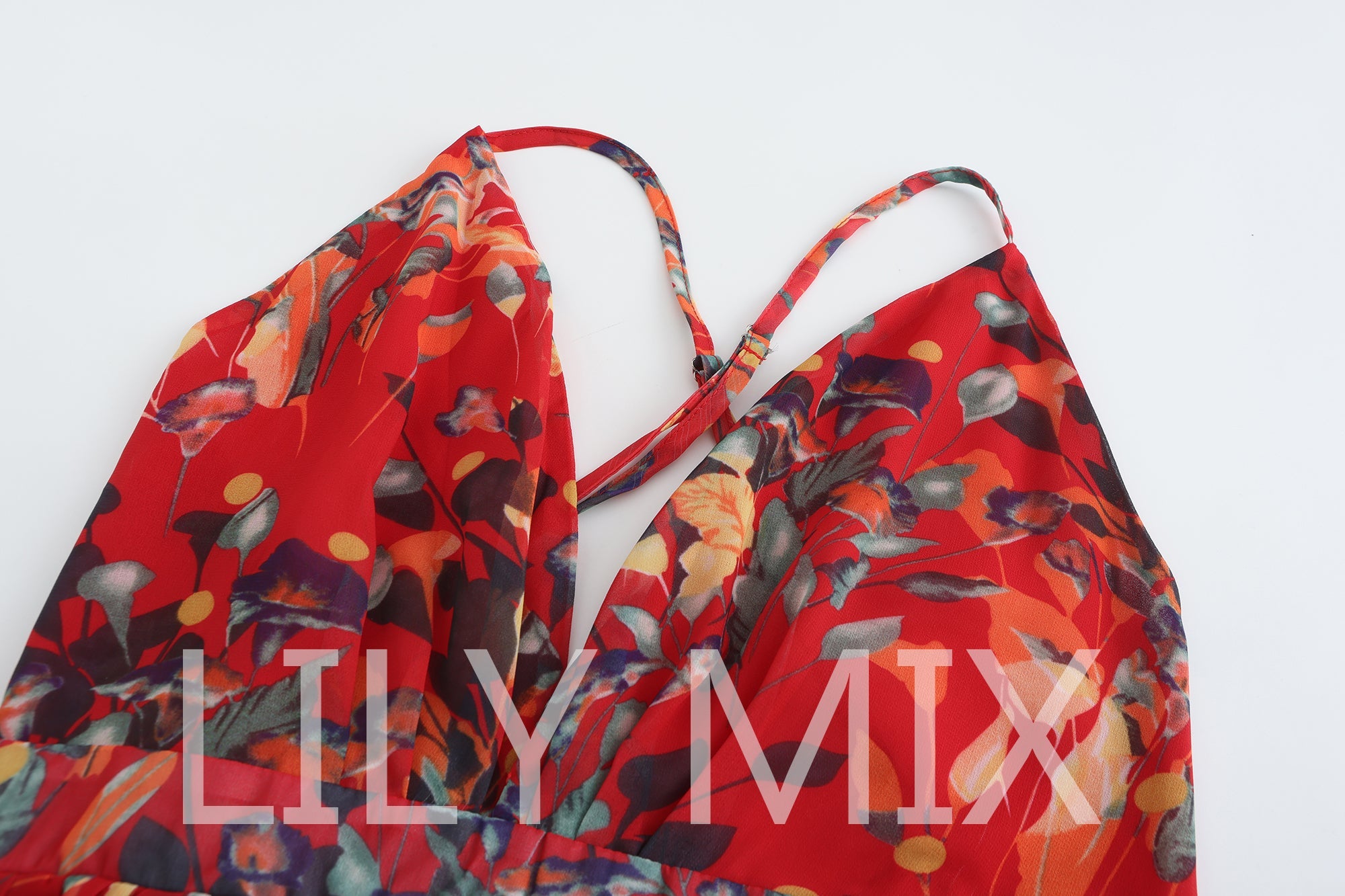 Floral Sleeveless Deep V neck Maxi Dress