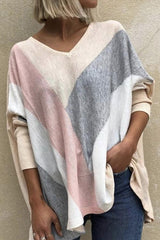 Color Block V Neck Bat T Shirt