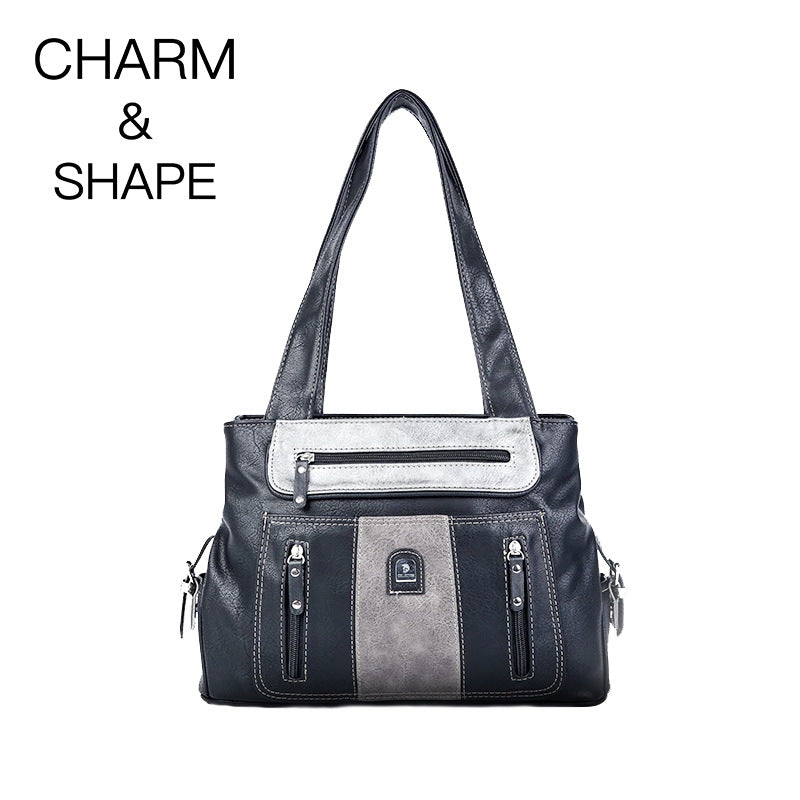 Casual Women's Fashion Trendy One-shoulder Large Solid Color Retro Shoulder Bags