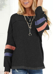 Long Sleeve Round Neck Patchwork Shirt
