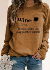 Casual Long Sleeve Letter Printed Top