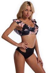 Flouncing High Waist Printed Bikini Set