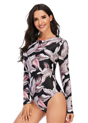 Long Sleeve Printed One Piece Swimwear