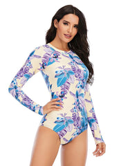 Long Sleeve Printed One Piece Swimwear