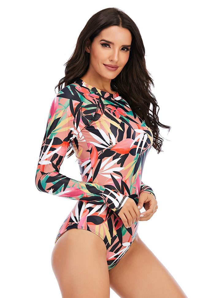 Long Sleeve Printed One Piece Swimwear