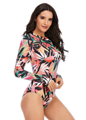 Long Sleeve Printed One Piece Swimwear
