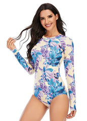 Long Sleeve Printed One Piece Swimwear