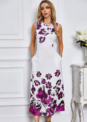 Floral Printed Round Neck Sleeveless Dress