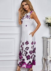 Floral Printed Round Neck Sleeveless Dress
