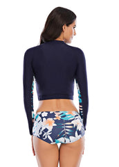 Long SLeeve Round Neck Printed Tankini Set
