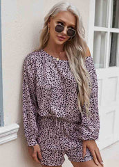 Long Sleeve Printed Top And Shorts