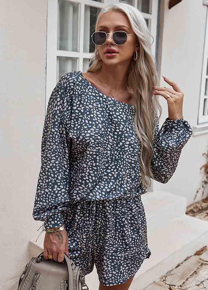 Long Sleeve Printed Top And Shorts