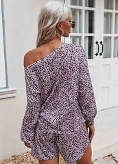 Long Sleeve Printed Top And Shorts