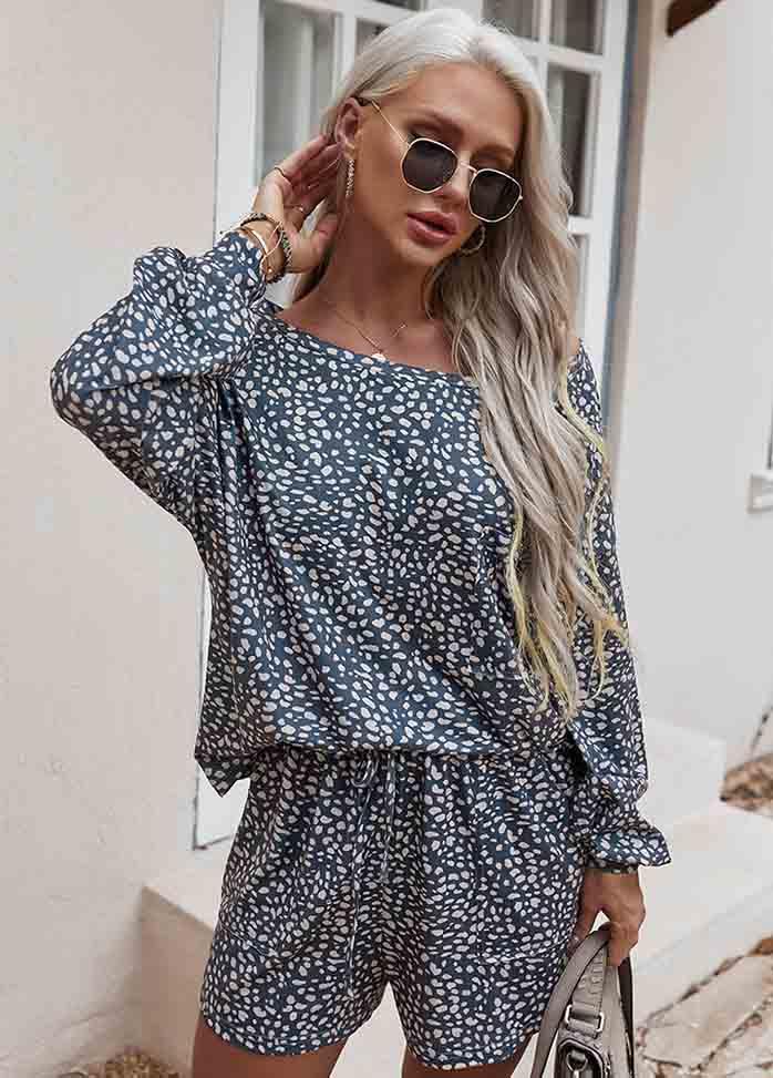 Long Sleeve Printed Top And Shorts