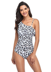 Flouncing Printed One Piece Swimwear