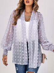 Women's Cardigans Casual Jacquard Long Sleeve Chiffon Cardigan
