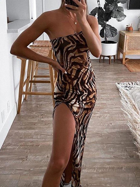 Women's Dresses One-Shoulder Sling Slit Slim Fit Dress