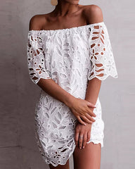 Floral Pattern Cut Out Off Shoulder Dress