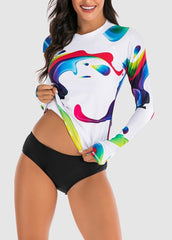 Long Sleeve Printed Tankini Set