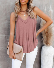 Casual V Neck Sleeveless Loose Cami Tank Tops