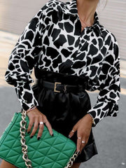 Elegant Turn Down Collar Button Printed Shirt