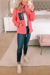 Fluffy Fleece Zipper Pockets Jackets
