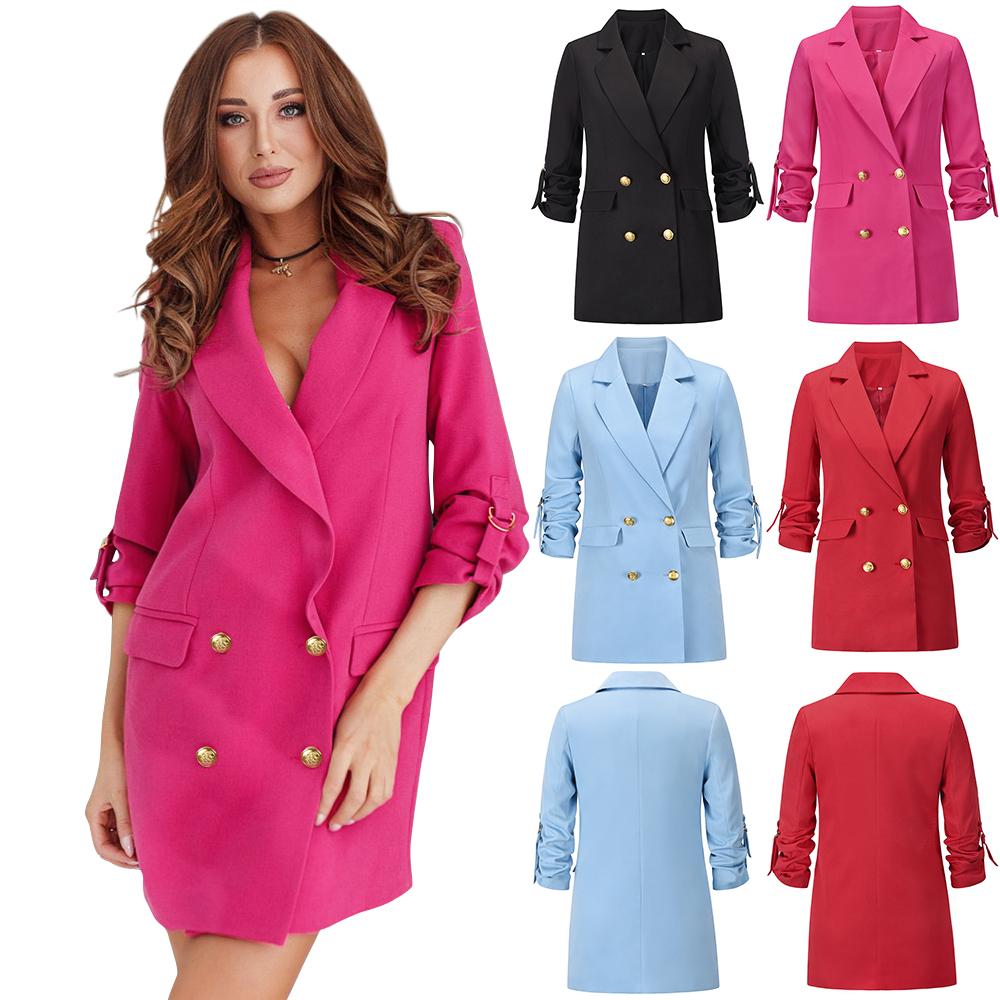 3/4 Sleeve Lapel Collar Blazer Topper