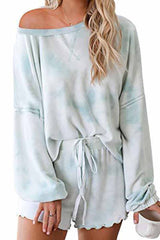 Florcoo Tie-dye Round Neck Print Casual Suit
