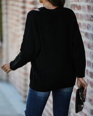 Casual V-neck Long Sleeve Knit Sweater