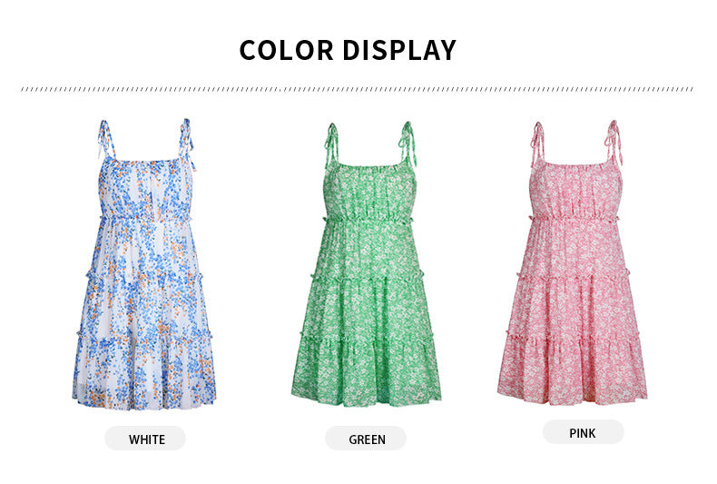 Spaghetti Strap Printed Flared Mini Dress