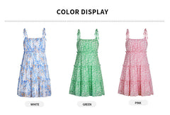 Spaghetti Strap Printed Flared Mini Dress