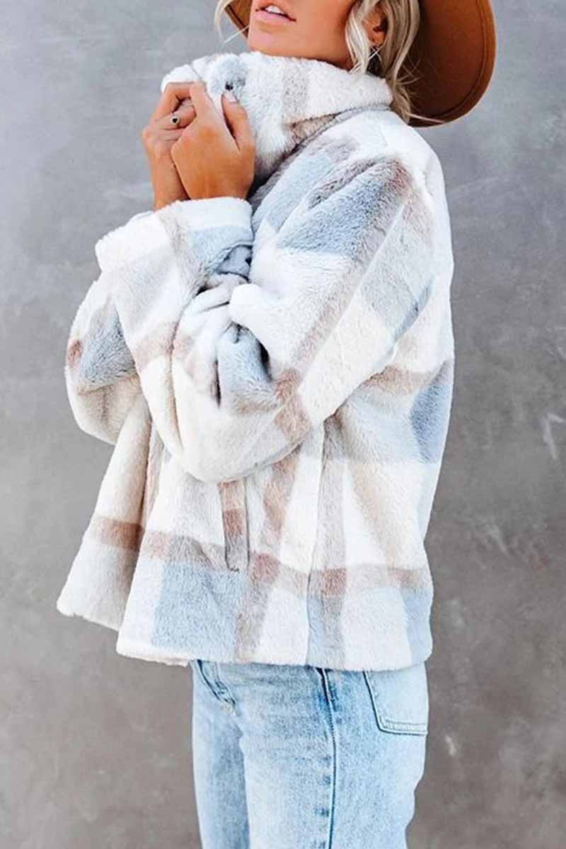 Short Plaid Stitching Cur Coat Tops