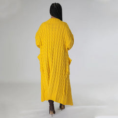 Elegant Solid Long Sleeve Knitted Long Cardigan